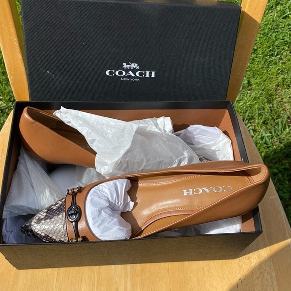 Coach Women’s Lauri Silky Nap/Lux Snake Saddle/Natural Heels Size 9M - Picture 2 of 8